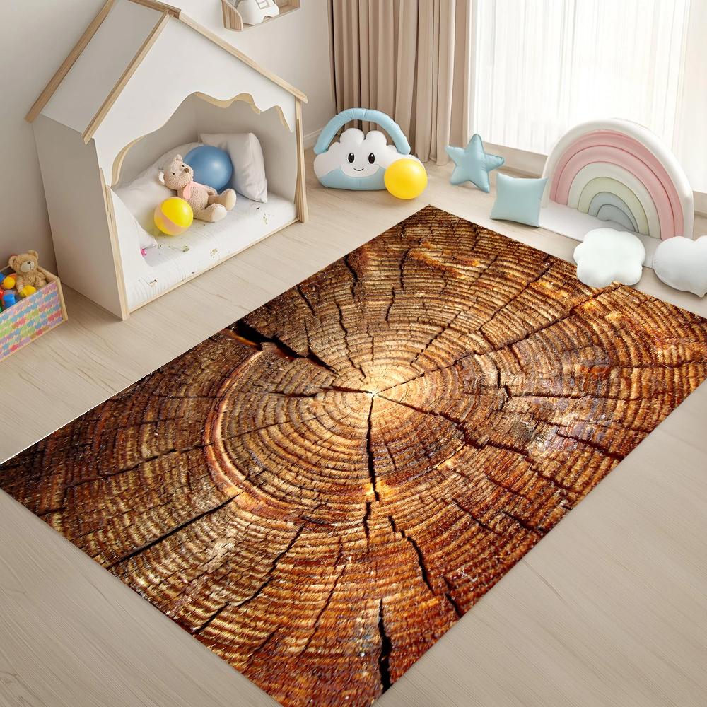 

Retro Wood Grain Tree Growth Ring Rug Brown Gray Non-slip Carpet Living Room Bedroom Playroom Sofa Doormat Home Decor 40x60cm