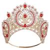 Baroque Round High Diadem Bridal Crown Pageant Miss Tiaras Headdress Bride Wedding Dress Hair Jewelry Accessories