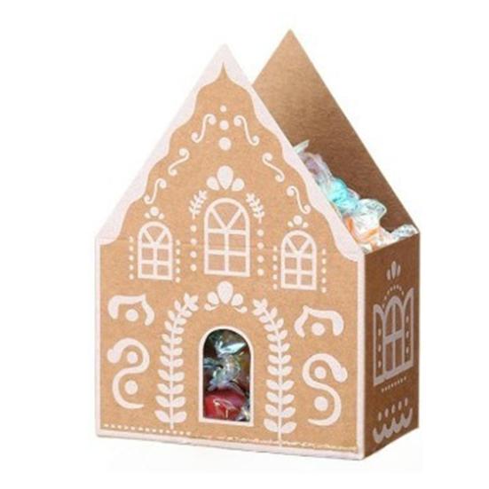 

Christmas Gingerbread House Gift Box Small Christmas Candy Boxes for Cookies Chocolates Treats 3D House Shaped Paper Box for Holiday Party Favors A