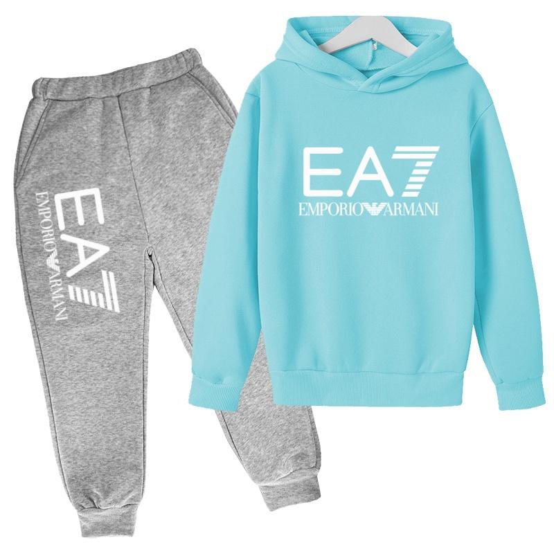 Kids Autumn Winter Hoodie Boy Girl 3-12Yrs Letter Print Clothing Casual Top+Trousers 2P Child Gift Brand Sports Coat Jogging Set