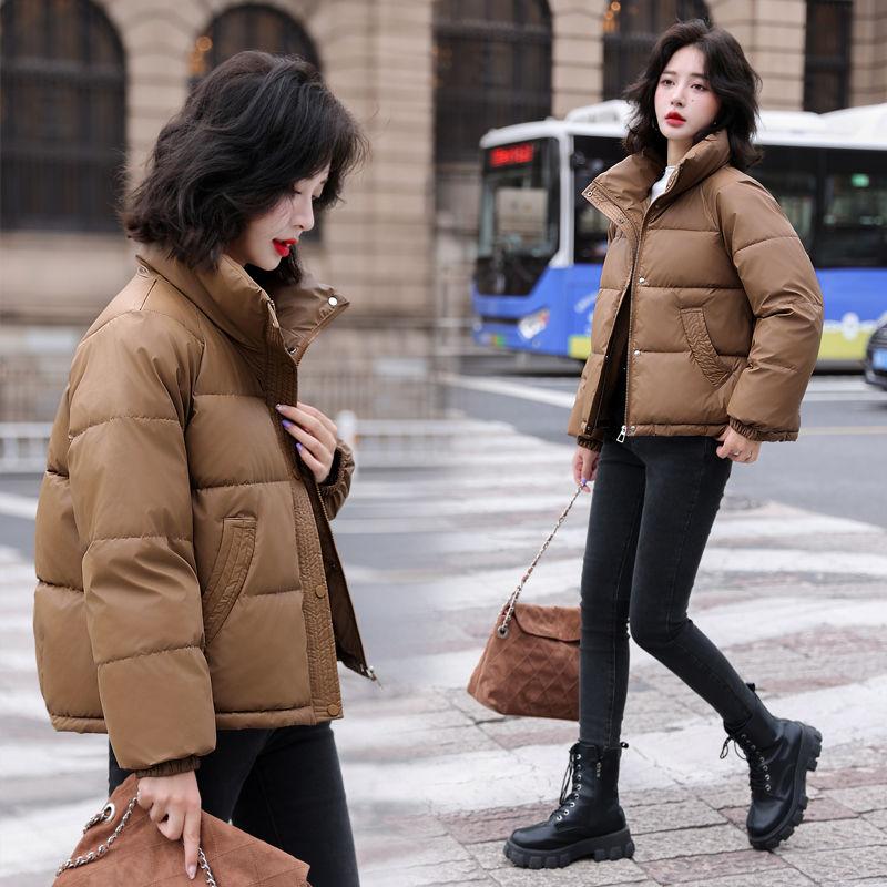 Zimní novinka Jednobarevný Stojánek Límec Dlouhý rukáv Módní Parky Ženy High Street Ležérní Zip Patchwork Knoflík Tlusté teplé topy