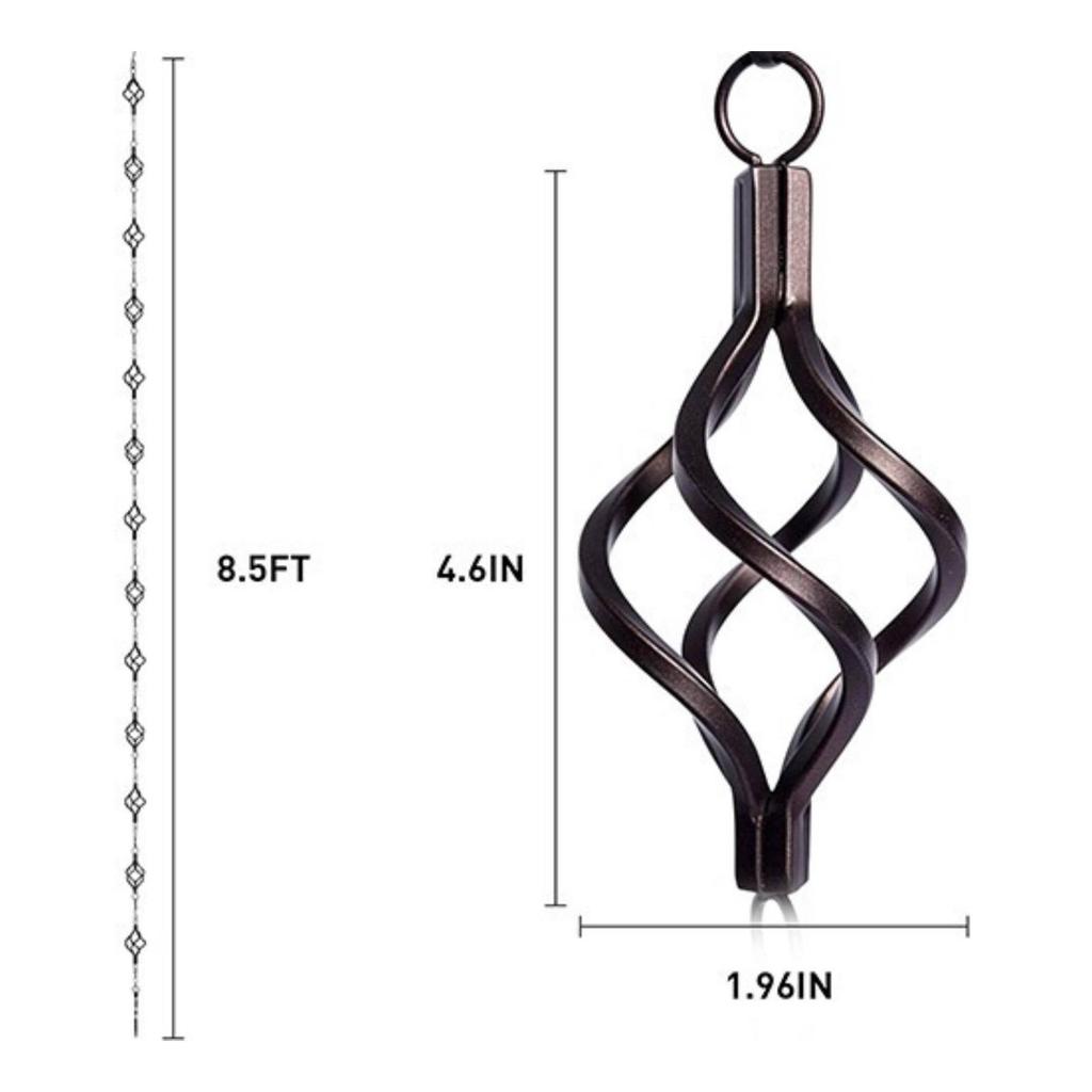 Hanging Rain Chain with Twisted-Loop Elements Weatherproof for Pergola