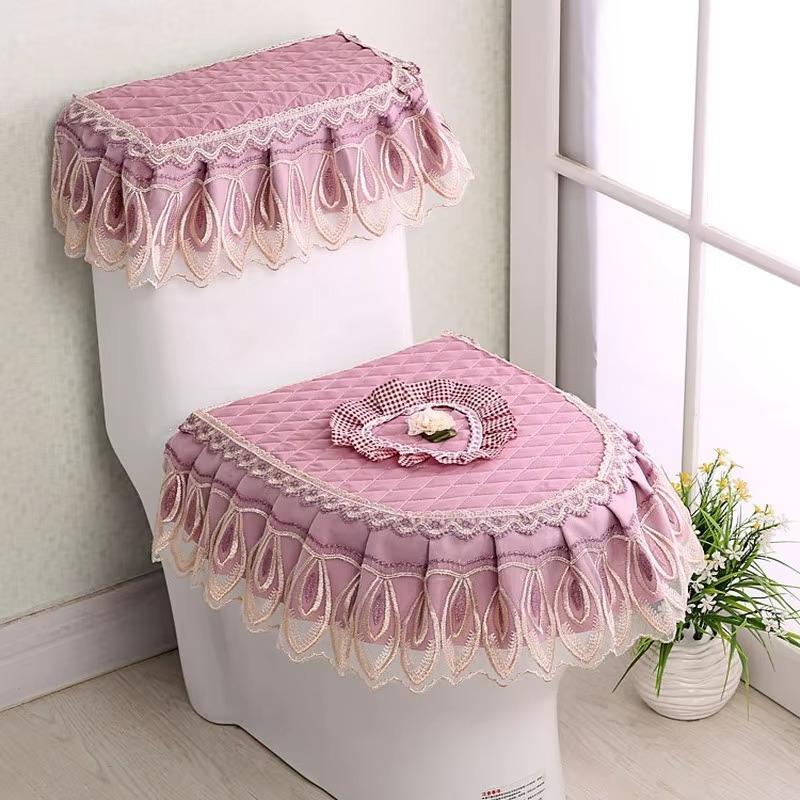 Toilet Seat Cover Toilet Water Tank Cover Toilet Dust Cover Household Bathroom Detachable Toilet Cover Cloth