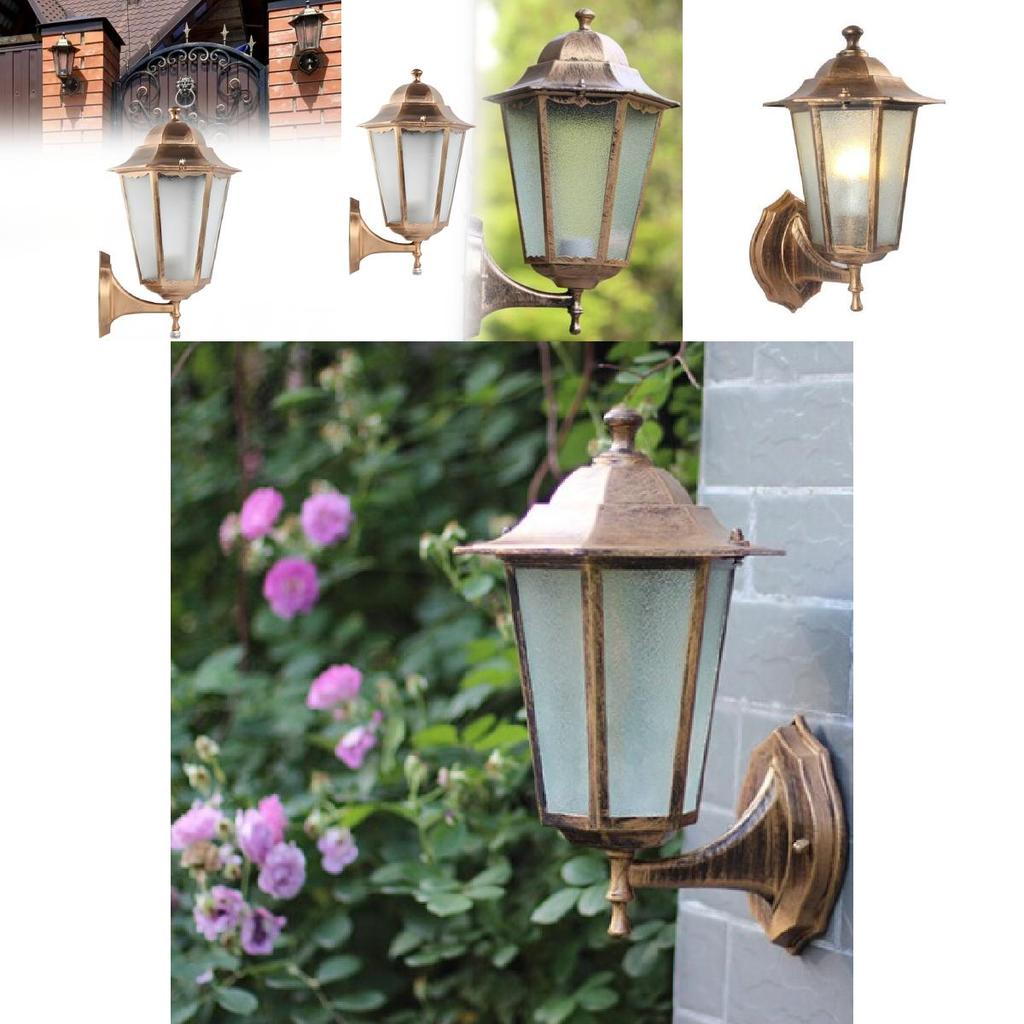 Retro Outdoor Hexagonal Wall Lamp With Copper Finish And Waterproof Led Technology