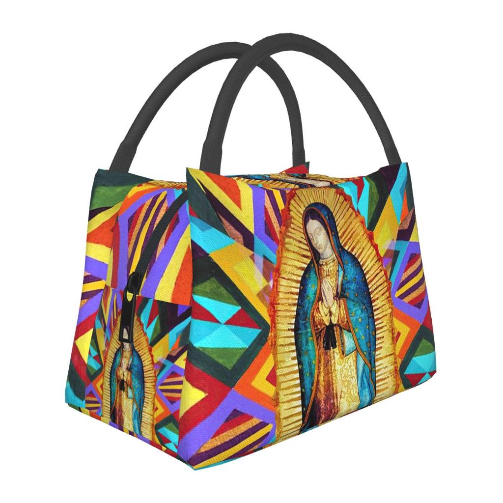 Our Lady Of Guadalupe Virgin Mary Mexican Insulated Lunch Bag Picnic Storage Food Boxes Container Cooler Thermal Lunch Box Tote