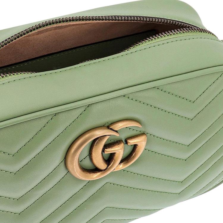 Gucci GG Marmont Series Chain Quilted Leather Shoulder Bag Women Shoulder Bag Green 447632-AABZB-3408