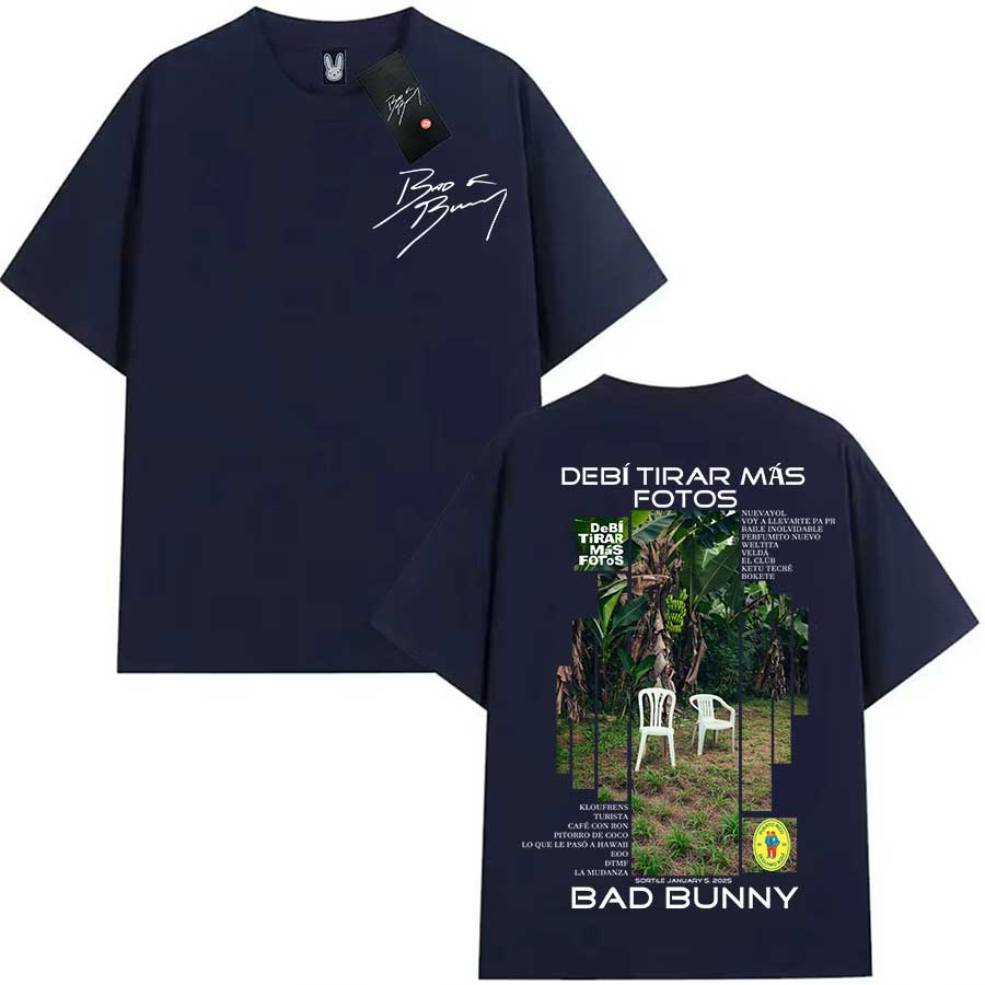 Bad Bunny Merch TShirt For Unisex Unisex 100 Cotton T Shirts Deb Tirar MS Fotos To Hiphop Short Sleeve Tops Bb6