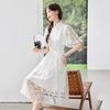 Improved lace white cheongsam women's new thin new Chinese certificate registration daily dress long dress
