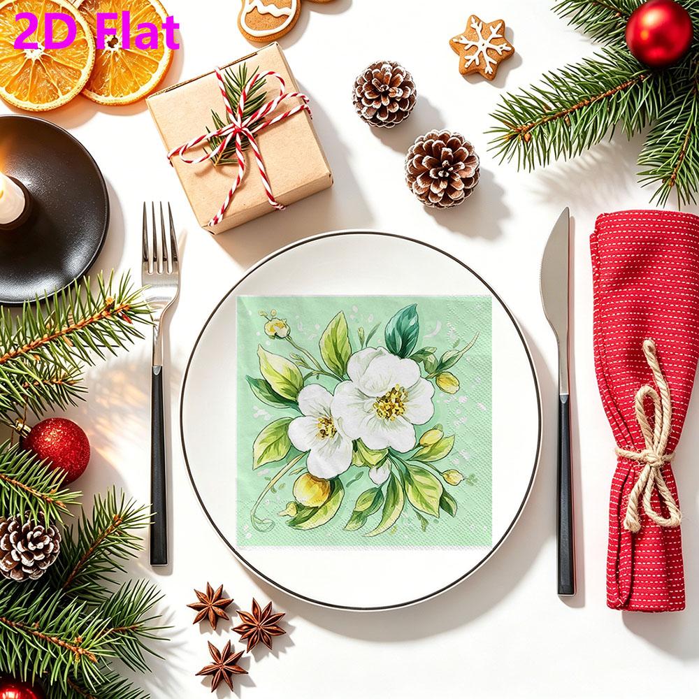 20pcs Disposable Napkins with Flowers, Birds Pattern Print for Wedding,Parties,and Daily Use for Thanksgiving Fall Christmas Table Decoration