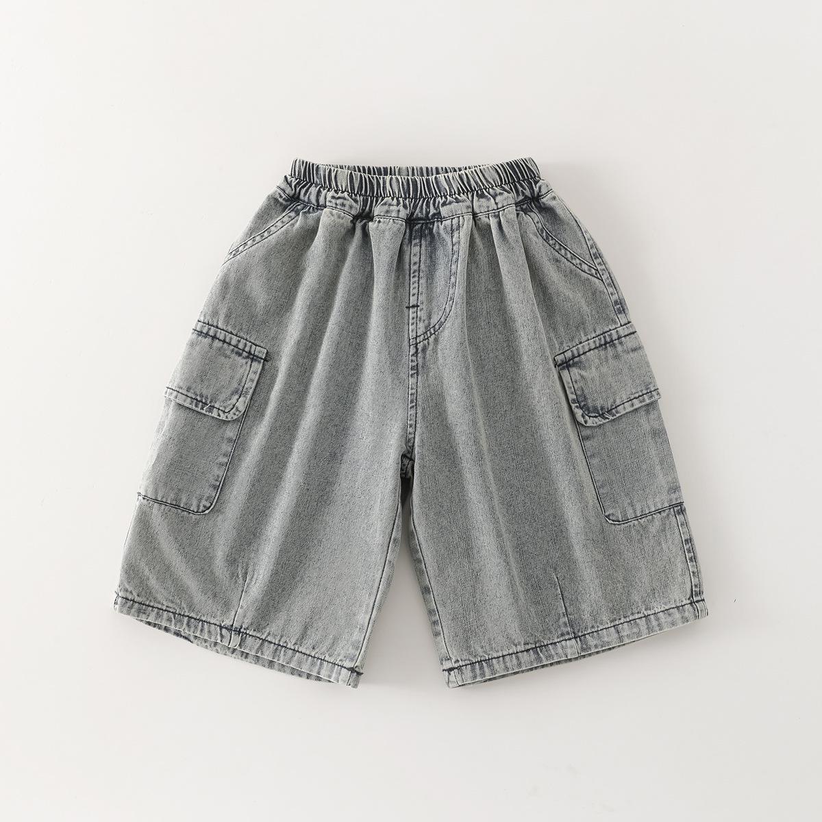 Beiteng Summer Kids Denim Shorts - Versatile Mid-Length for Boys & Girls 120cm