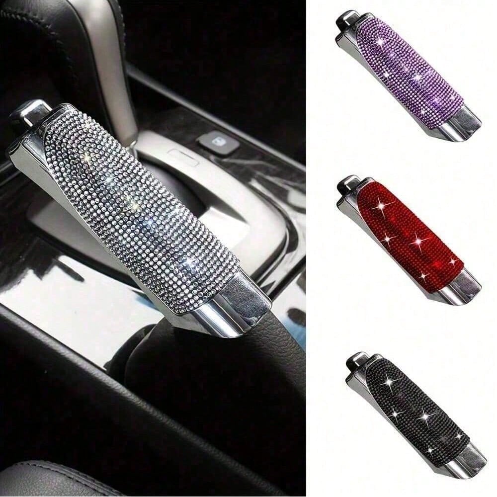 1pc Car Handbrake Cover, Bling Crystal Rhinestone Dedicated Side Brake Protective Cover, Car Accessories