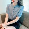 Chinese Style Stand-up Collar Frog Button Women's Shirt Summer 2025 New Arrival Loose All-Matching Top Thin Short Sleeve Cotton Shirt