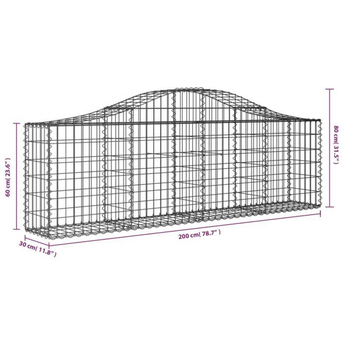 VidaXL 5x Paniers à Gabions Arqués Cages à Gabions Arquées Murs de Gabion Barrières de Jardin Terrasse Extérieur 3145391