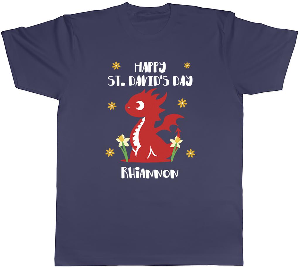 Personalised Happy St Davids Day Dragon Wales Unisexs TShirt Tee Gift Top