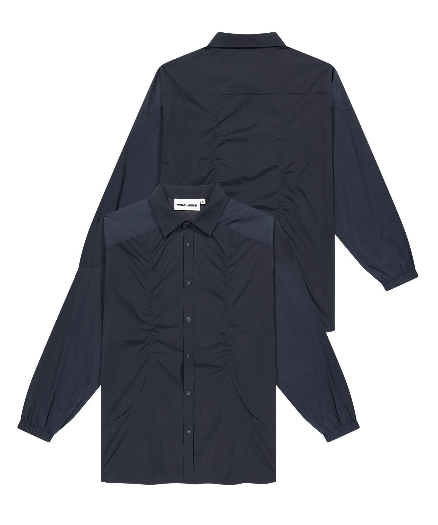 What The Fuck Shirred Shirt Navy L Size