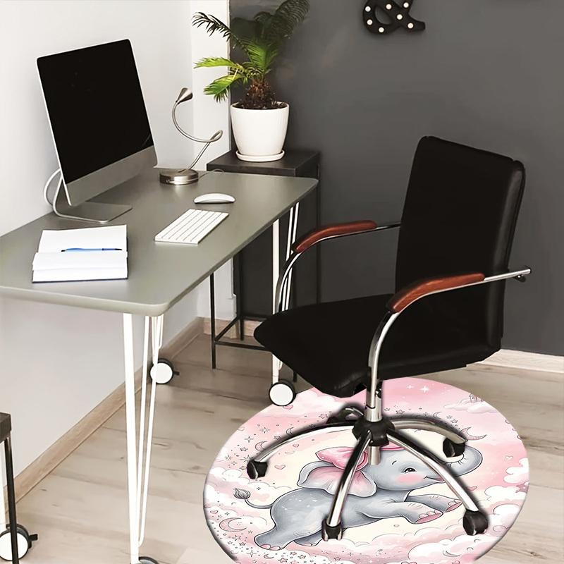 1PC Elephant Clouds Non-Slip Floor Round Carpet, Office, Family, Bedroom, Large Area Rug Indoor Rugs,  Durable Polyester-L0415