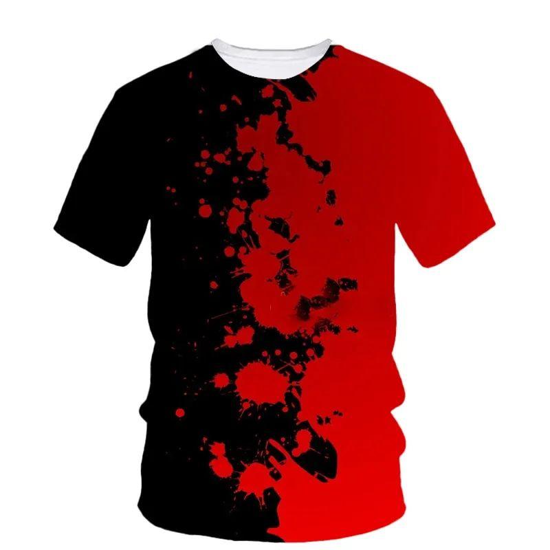Sommer Halloween Skrekk Blod Kreativ Casual 3D-trykt Personlighet O-hals Kortermet T-skjorte