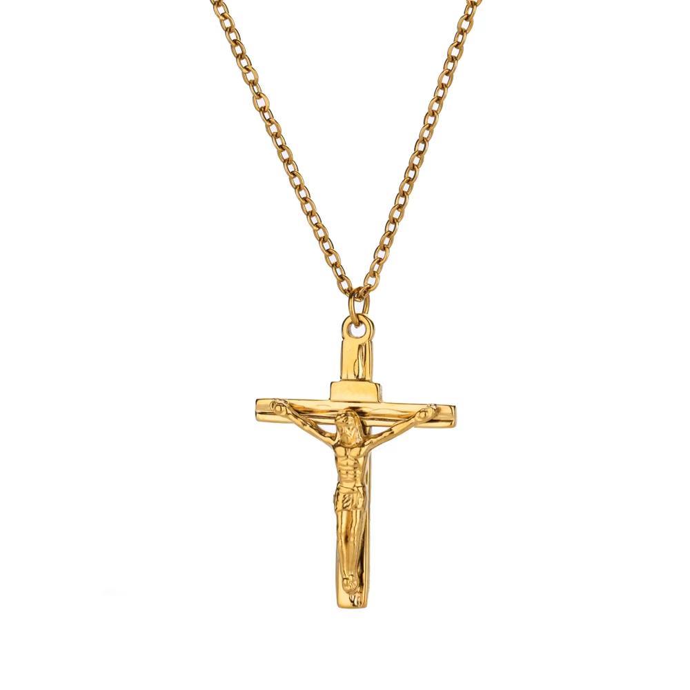 Religion Egyptian Ankh Crucifix Necklaces Gold Color Cross Charm Choker Stainless Steel Symbol of Life Jewelry Gifts Women Men