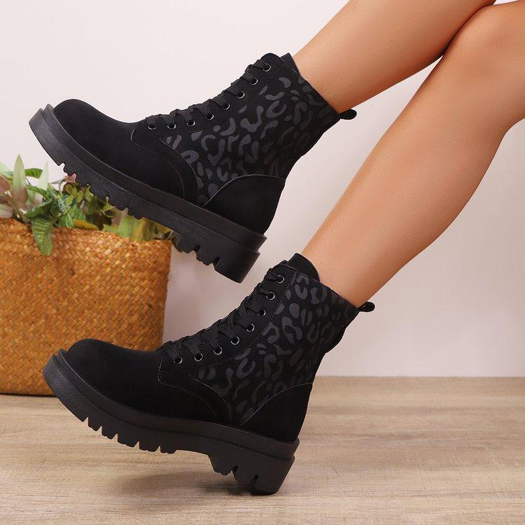 Fashion Round Toe Women's Flat Boots Lace Up Luxury Designer Shoes 2025 New Fashion Ankle Rock Riding Sexy Women's Shoes Zapatos Mujer