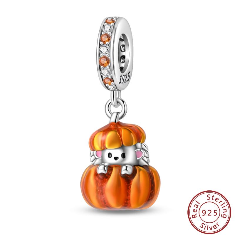 Copper Romantic Autumn Charms Beads Pumpkin Maple Leaf Scarecrow Harvest Pendant 3Mm Diy Fine Jewelry Accessories