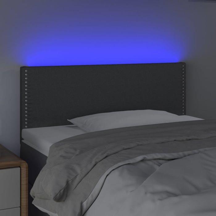 VidaXL Tête de Lit à LED Meuble de Chambre à Coucher Accessoire de Lit Simple Tête de Cadre de Lit Intérieur Gris Foncé 3121455
