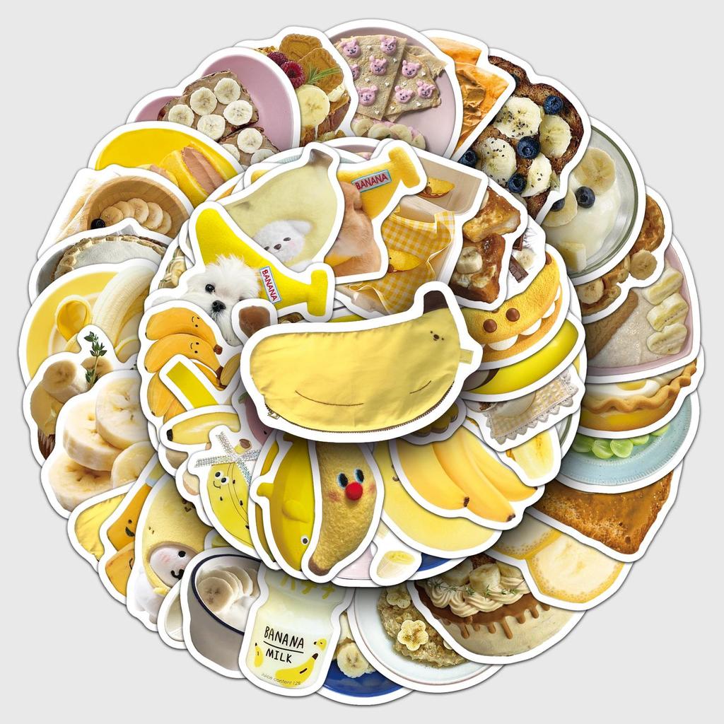 50-Piece Banana Style Waterproof Stickers Set for DIY Water Bottles and Journals