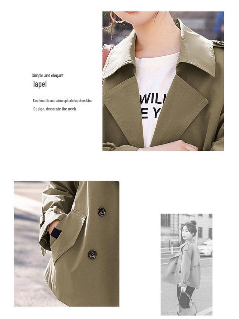 Abrigo de temperamento suelto para mujer - Primavera/Otoño 2025 Estilo coreano Chaqueta trench casual de manga larga