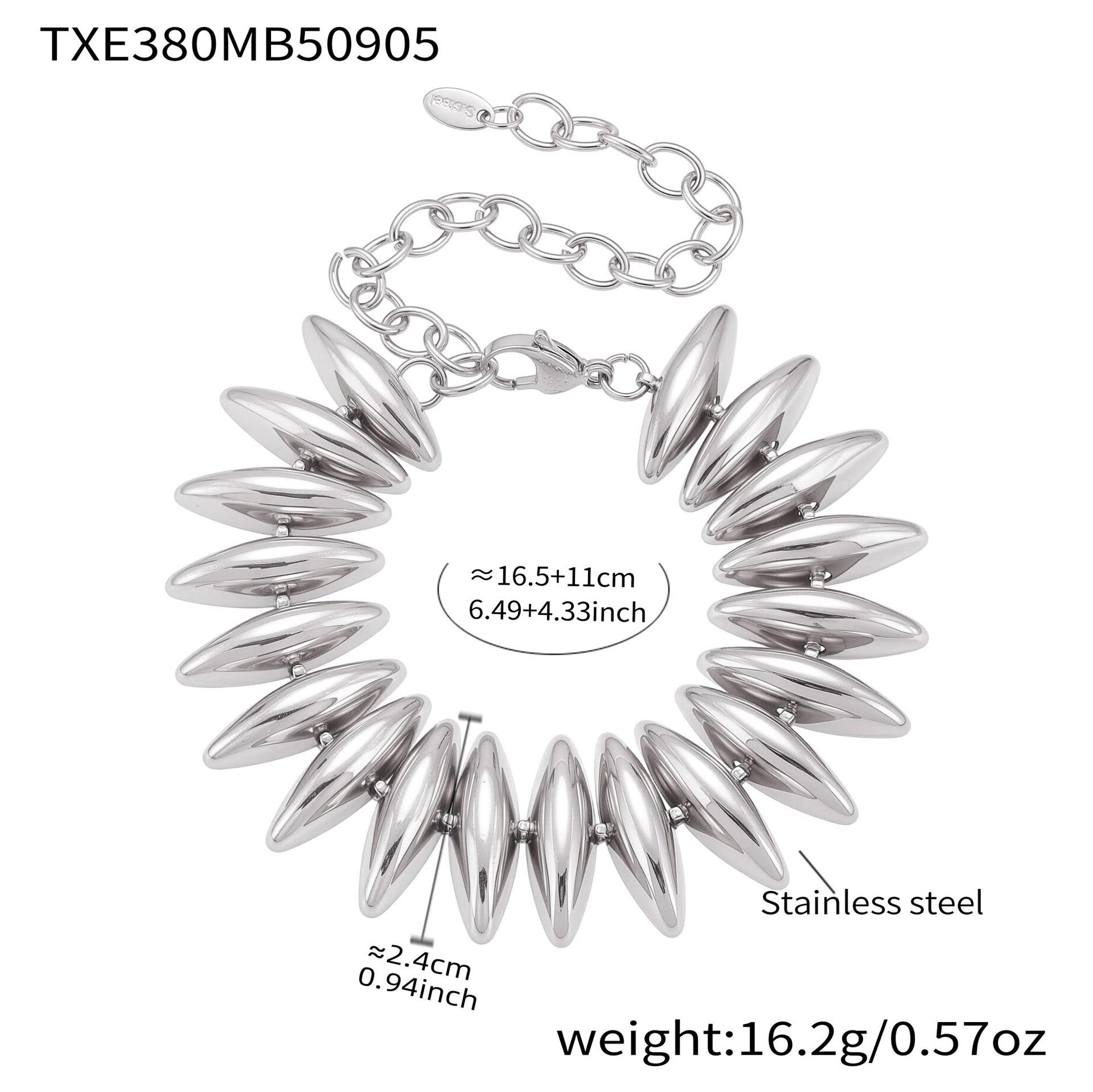 Qiong Yao European-American Torpedo Jewelry Set: 18K Gold-Plated Stainless Steel Bracelet & Necklace
