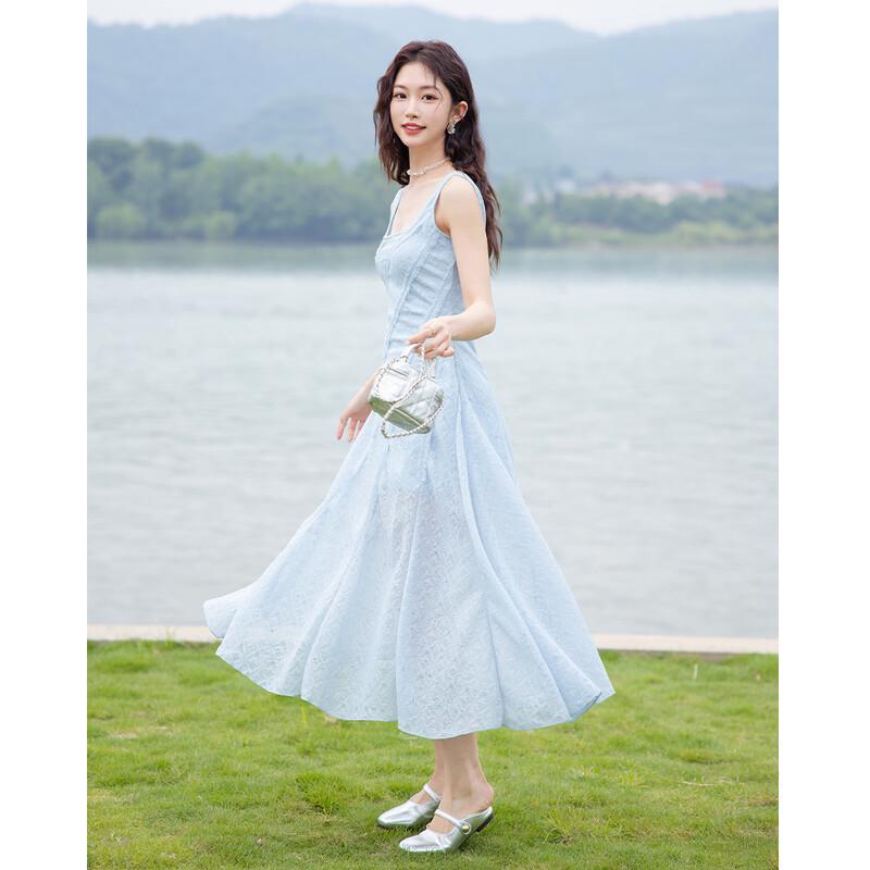 Mocana French Square Neck Sleeveless Midi Dress M
