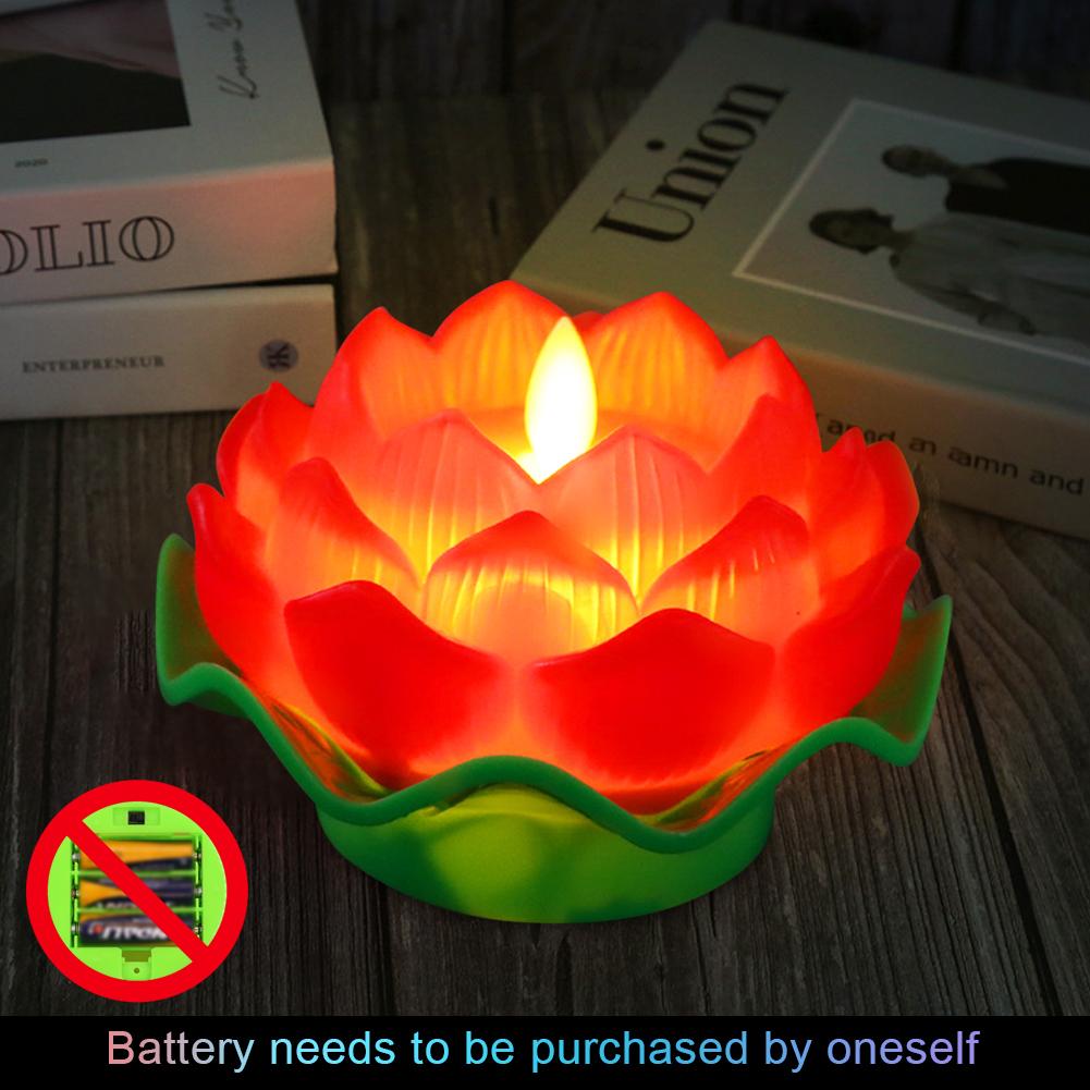 LED Lotus Candles Battery Operated Flameless LED Buddha Lotus Flower Light Creative Simulation Lotus Night Light Home Decoration