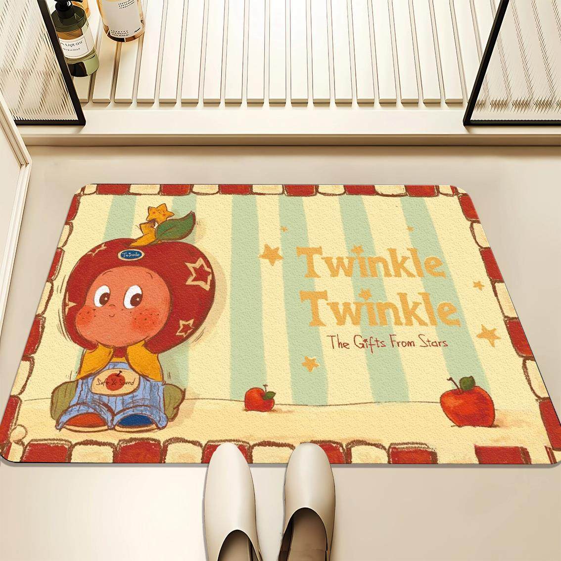 

VIKAMA Cute Purple Cartoon Twinkle Twinkle Rug Non-Slip Bath Mat Party Doormat Rug For Bedroom Carpet For Live Room Home Decor 40X60CM (1.3X2FT