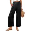 Women's Fashion -Colour Elasticated High-Waisted Cropped Trousers With Pockets