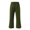 Women's Summer Elastic Lace-up Color Button Decoration Cotton And Linen Loose Cropped Pants