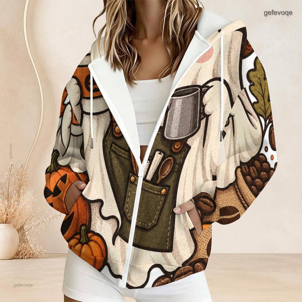 Women Plus Size Zip Up Hooded Sweatshirt Loose Long Sleeve Casual Daily Hoodie