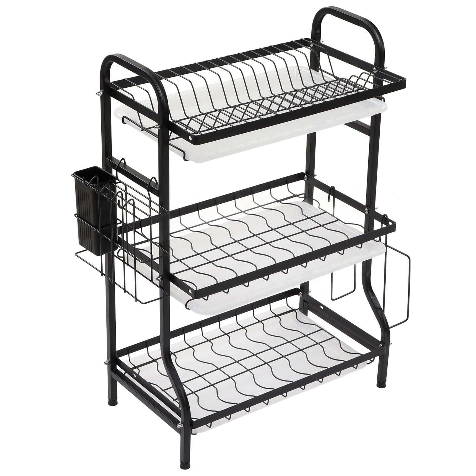 

3 Tier Dish Drying Rack Heavy Duty Space Saving Large Capacity Dish Drainer for Home Kitchen Supplies