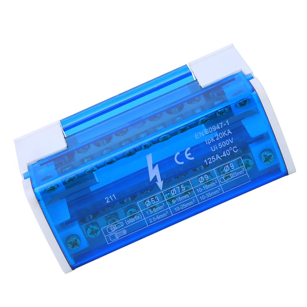 Terminal Distribution Box Din Rail 2-Level Single Phase with Transparent Dust Cover 211