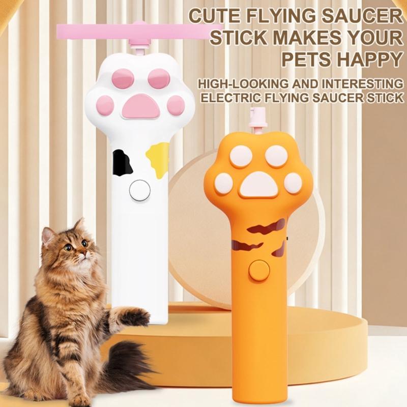 Electric Flying Saucer Cats Chasing Teasing Toy for Indoor Cats Hunting with LED Light BoInteracredom Pet Engagement Toy