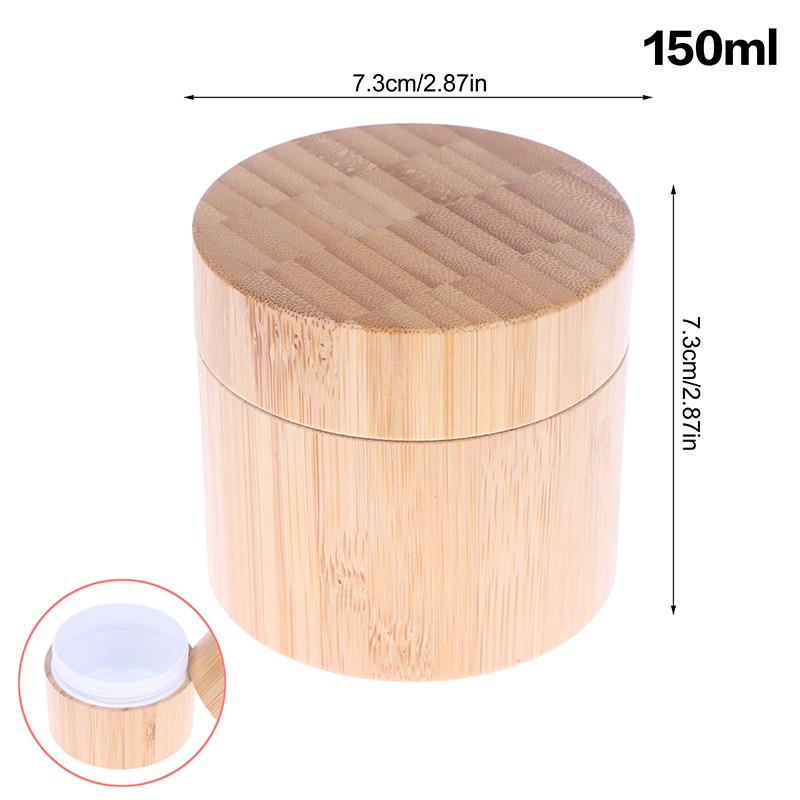5–100g Natural Bamboo Cosmetic Containers, Refillable Jars for Creams, Nail Art, and Face Masks