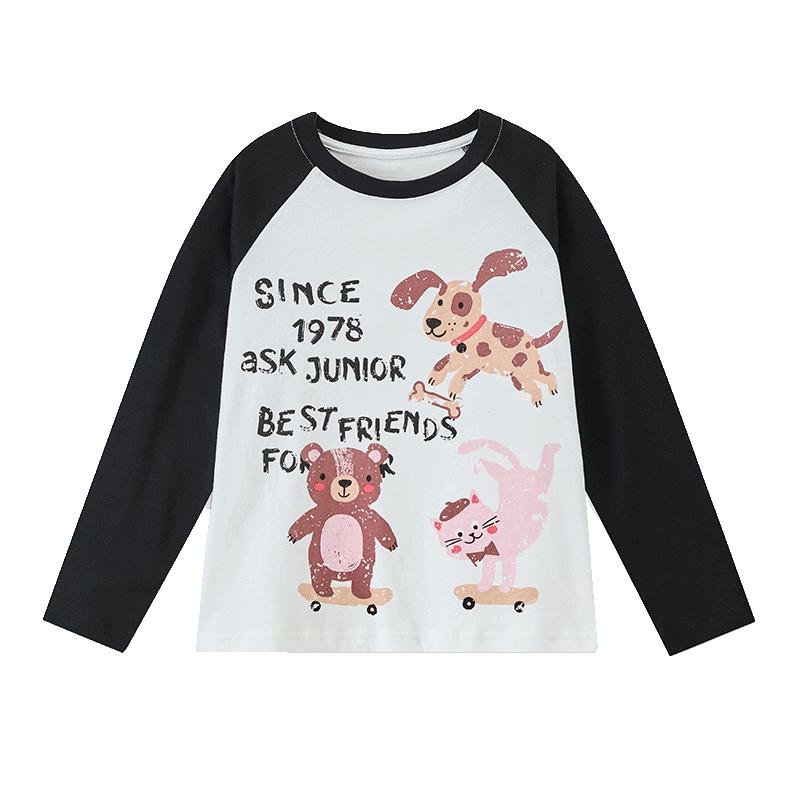 ASK JUNIOR Girls Contrast Raglan Long Sleeve T-Shirt 140