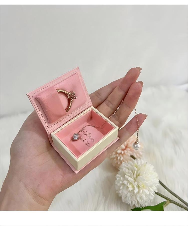 Flip Cover Book Shaped Jewelry Display Box Earrings Ring Necklace Pendant Jewelry Organizer Portable Travel Jewelry Holder