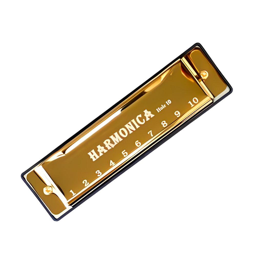 

1pc Metal 10 Holes Chromatic Harmonica Black/Golden/Silvery Standard Vocal Range Portable Beginner s Introductory Instrument YMY