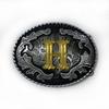 Western Cowboy Ethnic-Style Oval Belt Buckle - English Letters & Tang Grass Pattern Alloy