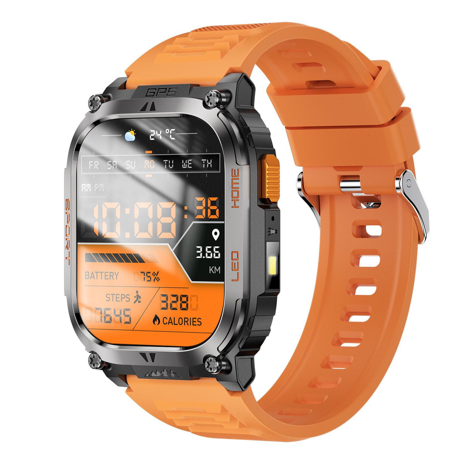 

QX18 Smart Bracelet: GPS Sports Watch with Health Monitoring, Compass, Bluetooth Calls, and Voice Assistant чёрный/оранжевый