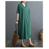 Summer New Cotton and Linen Artistic Retro Pullover Buckle Dress A-line Long Skirt