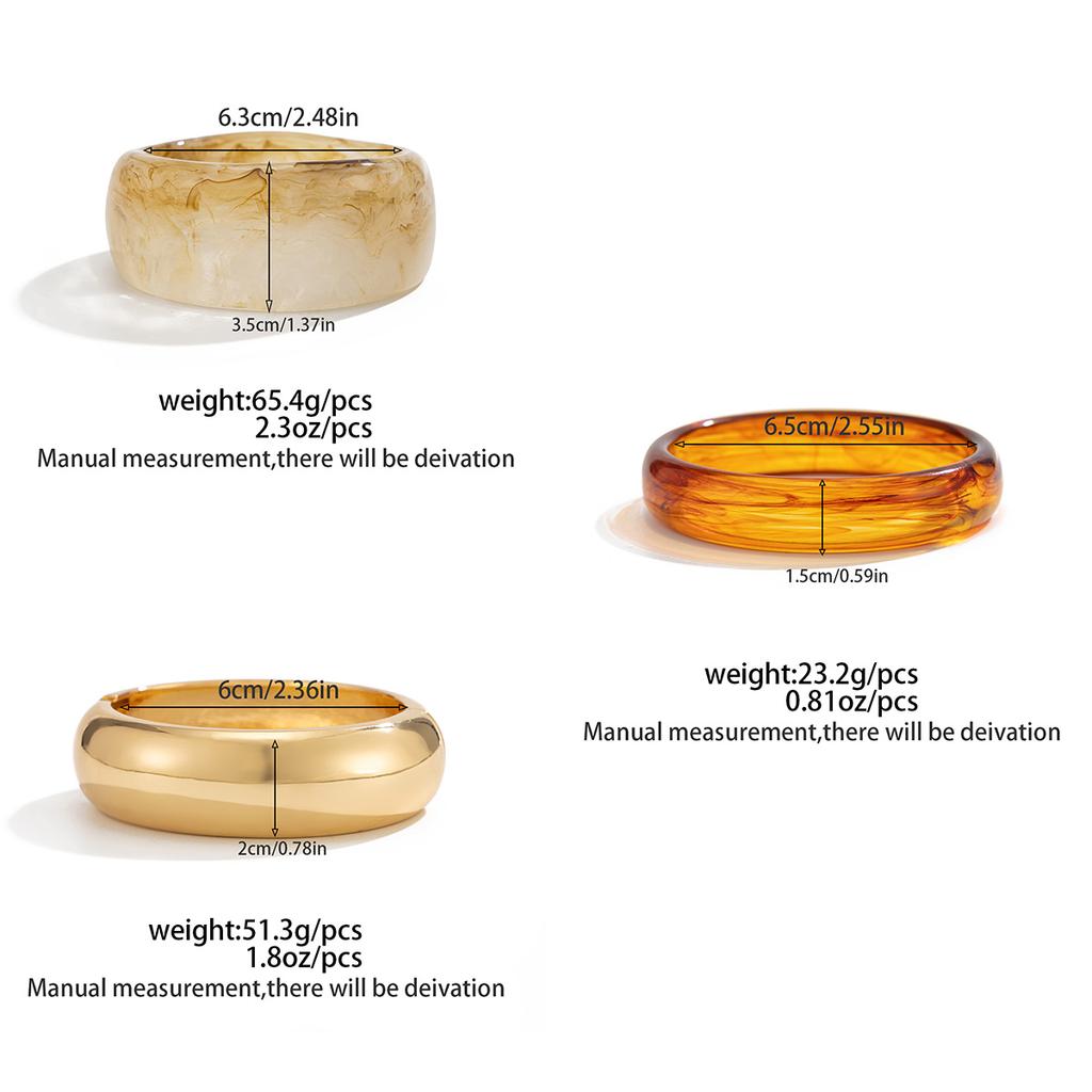 SHIXIN Fashion Brown Off White Resin Acrylic Wide Bracelets for Women Vintage Stackable Round Chunky Cuff Bangle Jewelry Gift