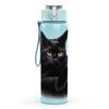 1PC Black Cat Moon Night Simple Art Print 750ml Color Plastic Sports Water Bottle Leakproof Flip Straw Lid Suitable for Sports Office Home Use