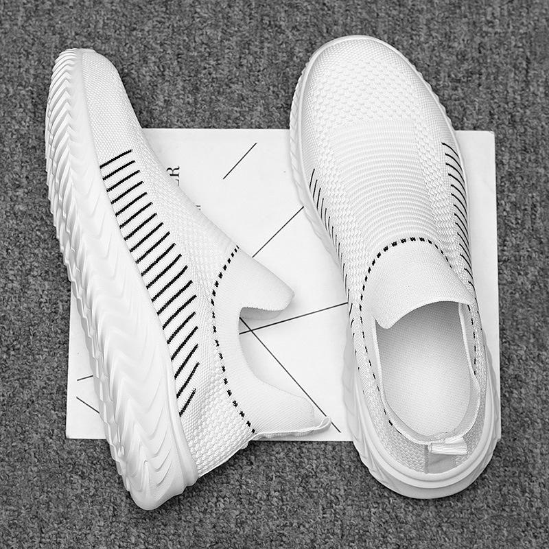 New mesh shoes fly-woven breathable sneakers, lazy shoes, shoes large size casual shoes