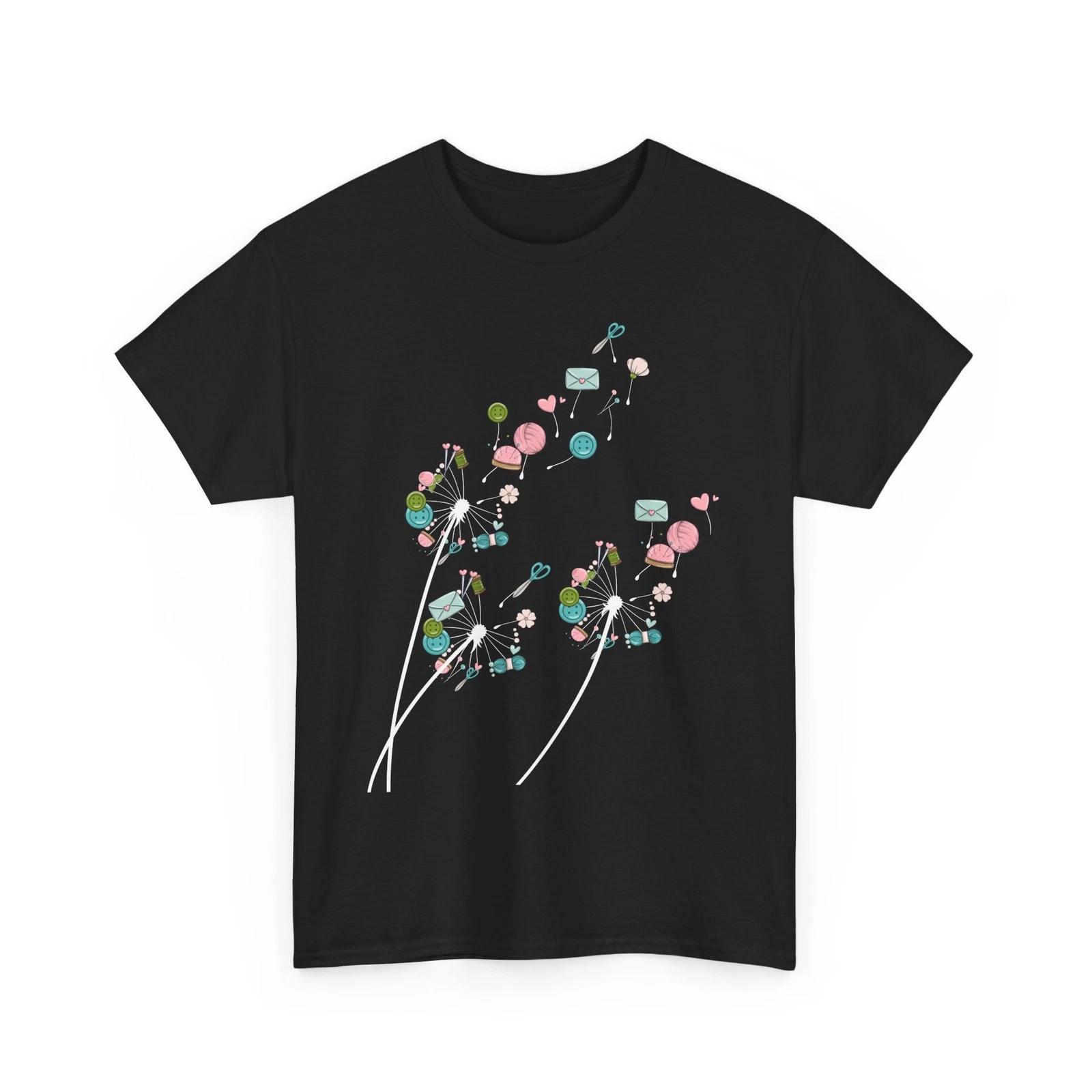 Knitting Dandelion T shirt, Sewing Lovers Knitting Crochet Mom Women Shirt M