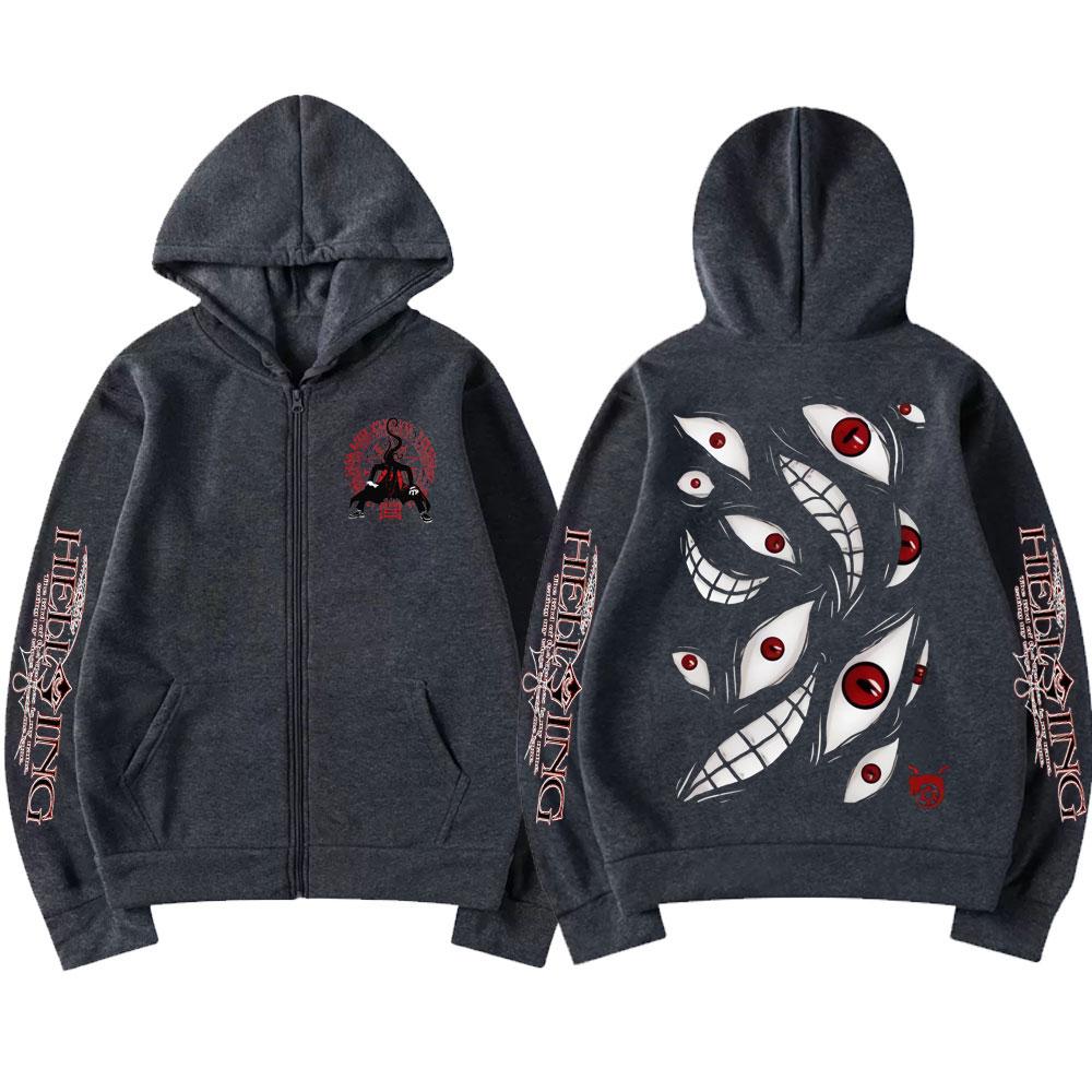 Fullmetal Alchemist Anime mikina Brotherhood Pride Eyes Potištěná Kapuce Muži Ženy Zip Klasické mikiny Harajuku Zip Jacket