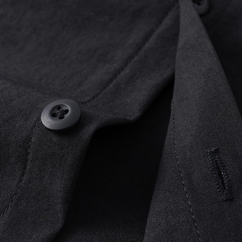 [ODFMCE] men's shirt long sleeve spring Relaxing Plain color Fashionable casual large size (JP, alphabet, 3XL, black)